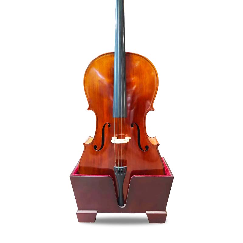 Music Cello Wooden Stand Burgundy Velvet Plush Cushions (LCS03)