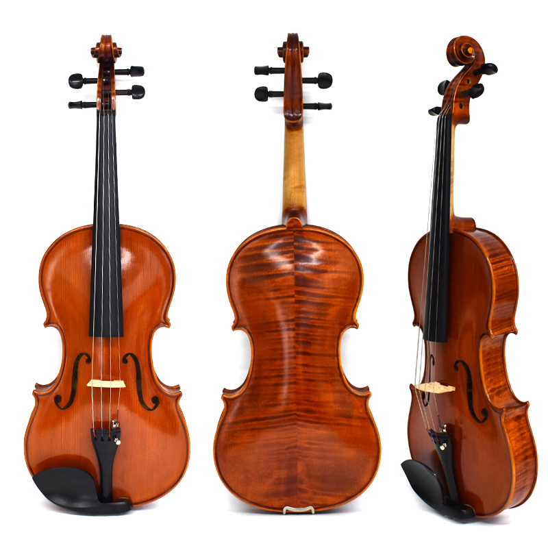 Antique Oil Varnish Handmade Craved European Flame Wood Viola LV140