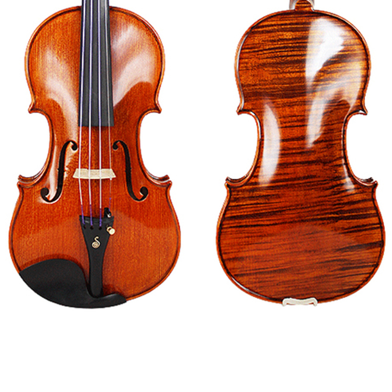 ONE PIECE HIGHLY&Solid Wood Carved Spruce Top, Highly Flamed One Piece Maple Back Viola (LV018OP)