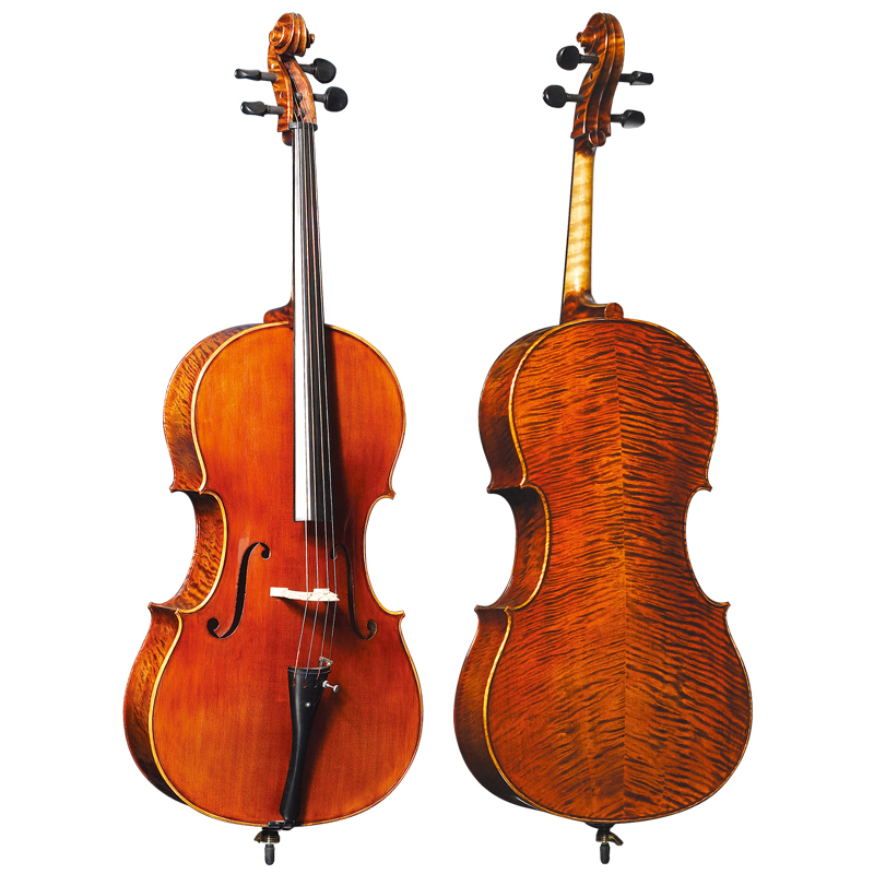 Carved Spruce Top; Highly Flamed Maple Back and Sides; Hand Crafted Cello (LC019)